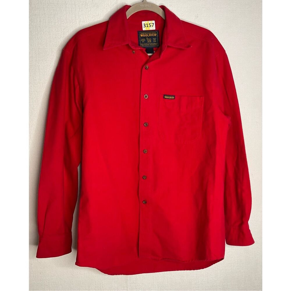 Vintage Woolrich‎ Shirt Men's Size M Thick Red Cotton Flannel Workwear Chamois
